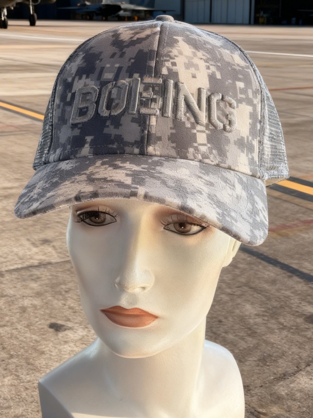 Boeing Gray Digital Camo Trucker Hat
